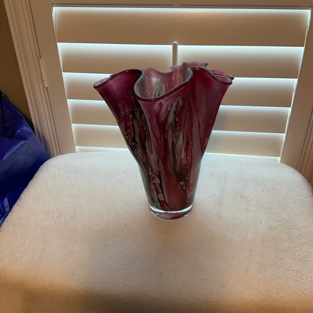 Elegant Purple and Silver Home Accent Vase